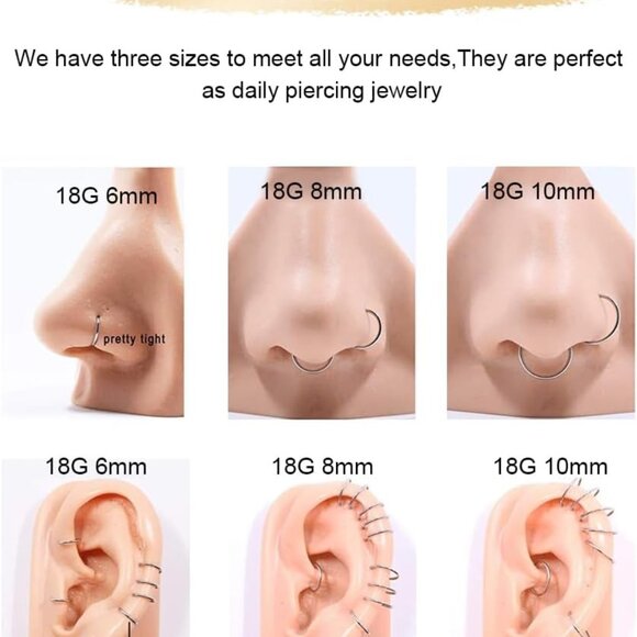 12Pcs Gold Silver Black Hypoallergenic 316L Surgical Steel Nose Jewelry Sets for - Picture 7 of 7